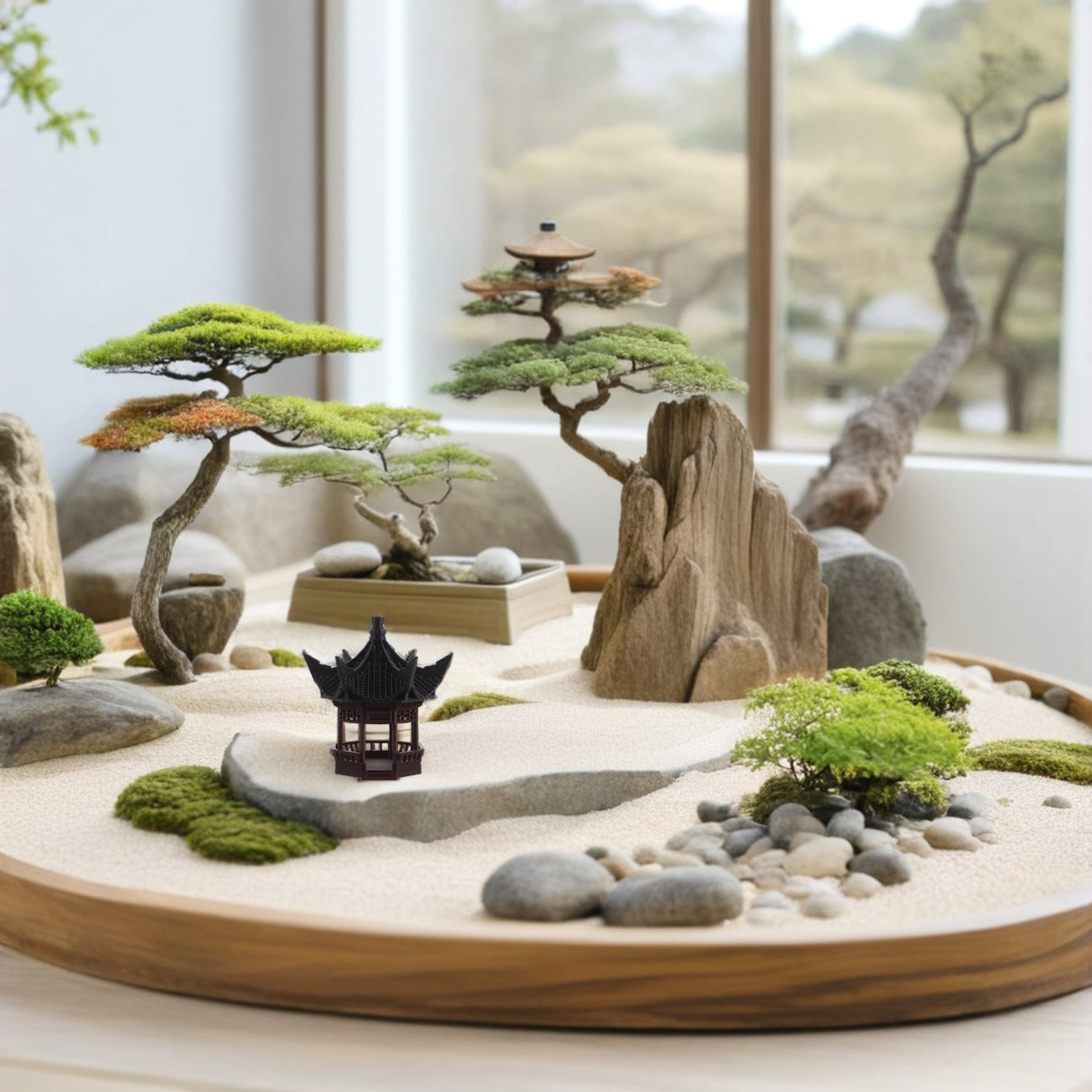 Bonsai Garden Landscape Design - Minyatür Pagoda Peyzaj Süsü, Zarif Asya